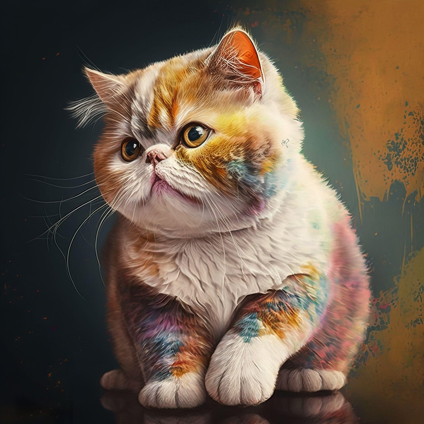 Colorful Exotic Shorthair Cat - Canvas, Metal, Acrylic, Framed, or Giclee Print