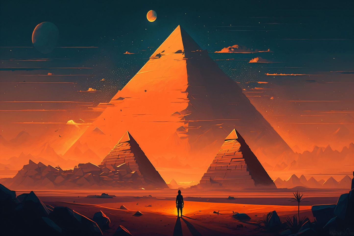 Colorful Pyramid Landscape - Canvas, Metal, Acrylic, Framed, or Giclee Print