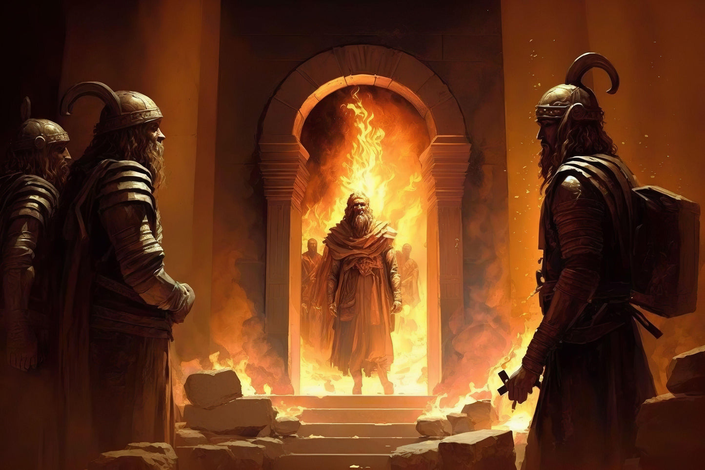 Emerging from the Fiery Furnace  - Book of Daniel  - Canvas, Metal, Acrylic, Framed, or Giclee Print