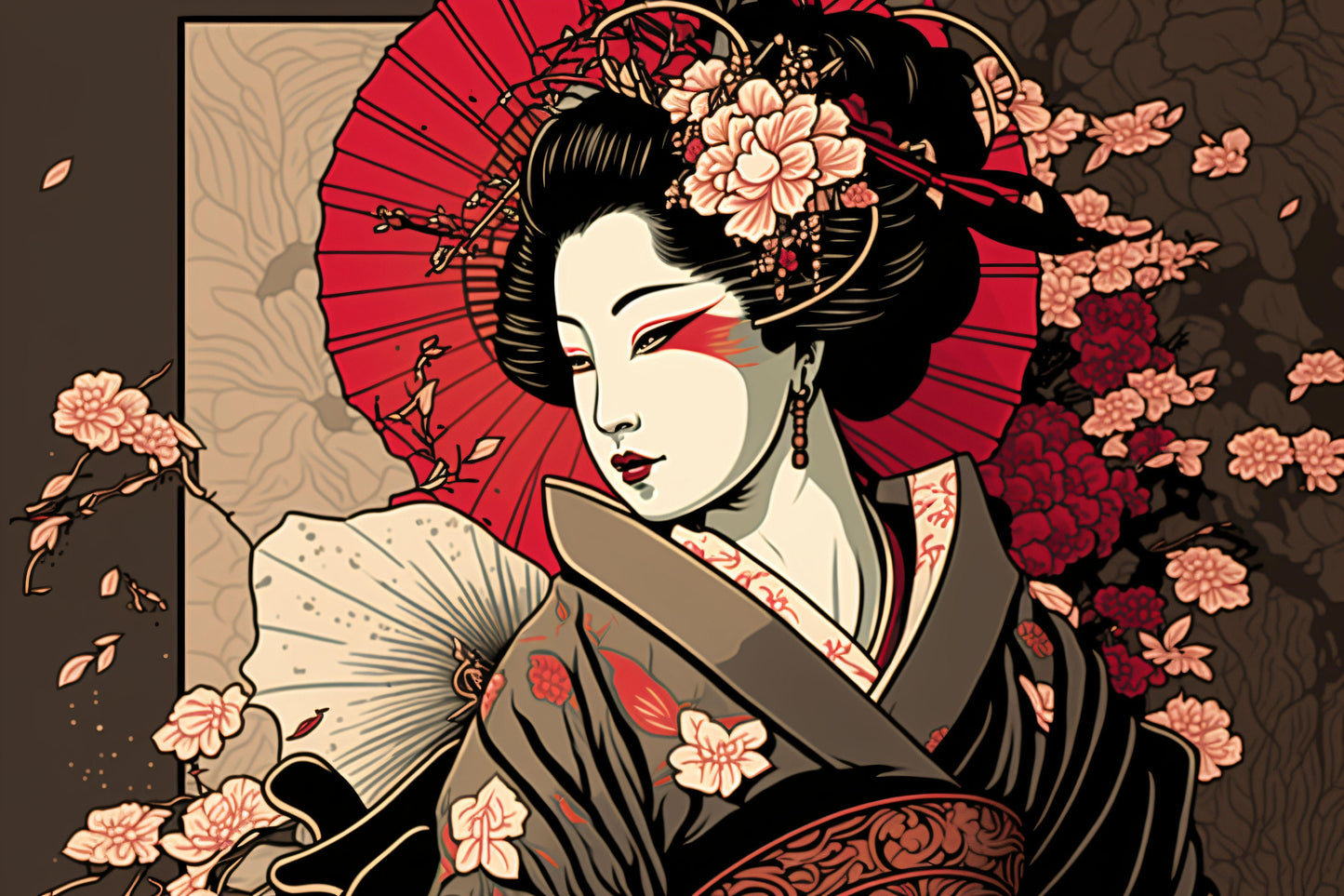 Japanese Woman - Canvas, Metal, Acrylic, Framed, or Giclee Print