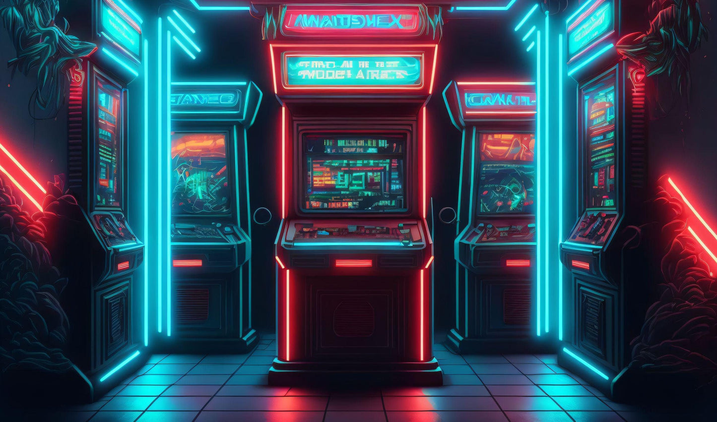 Neon Arcade - Canvas, Metal, Acrylic, Framed, or Giclee Print