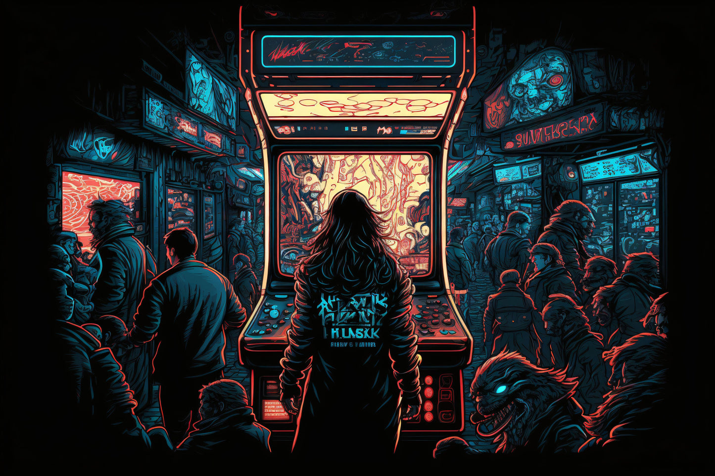 Neon Arcade - Canvas, Metal, Acrylic, Framed, or Giclee Print