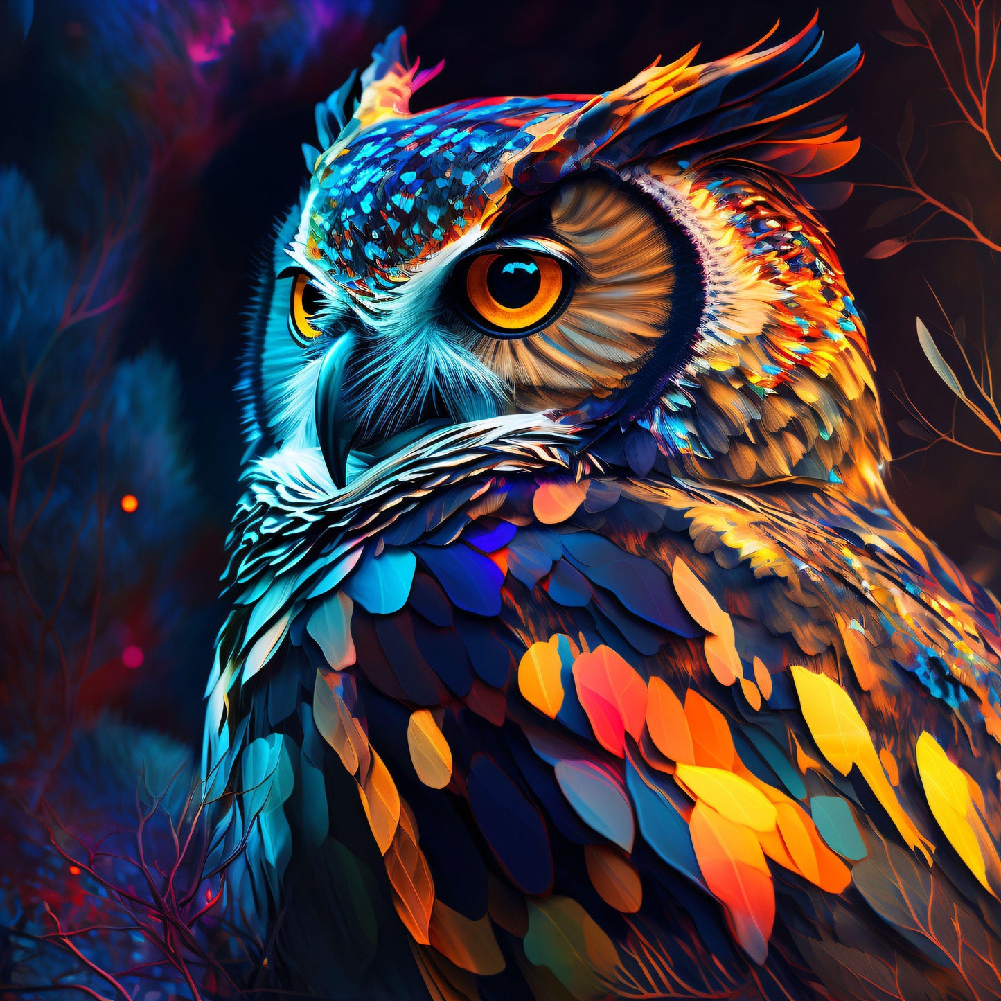 Colorful Owl - Canvas, Metal, Acrylic, Framed, or Giclee Print