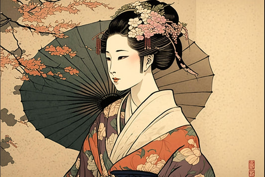 Japanese Woman - Canvas, Metal, Acrylic, Framed, or Giclee Print
