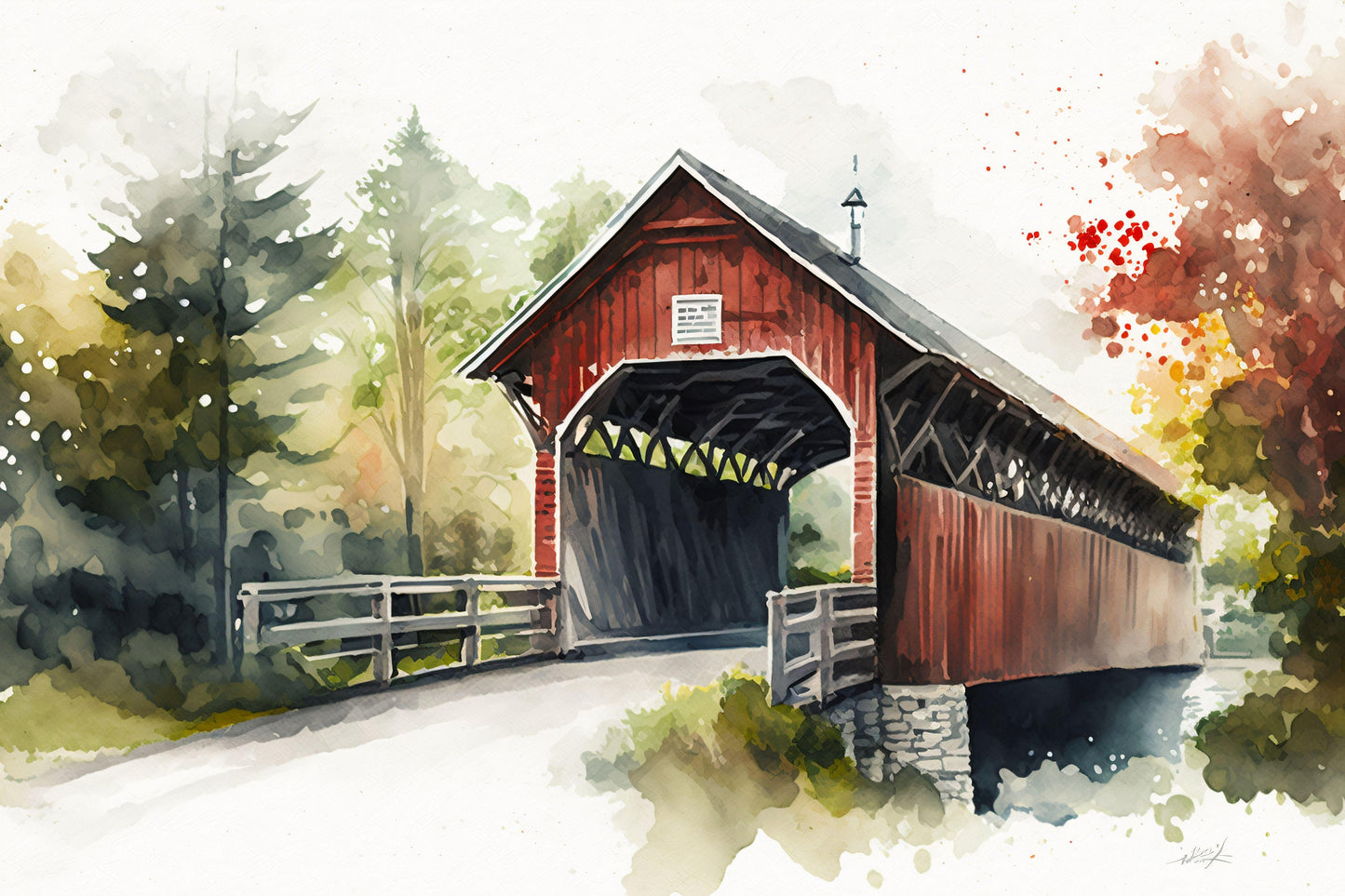 Old Covered Bridge - Canvas, Metal, Acrylic, Framed, or Giclee Print