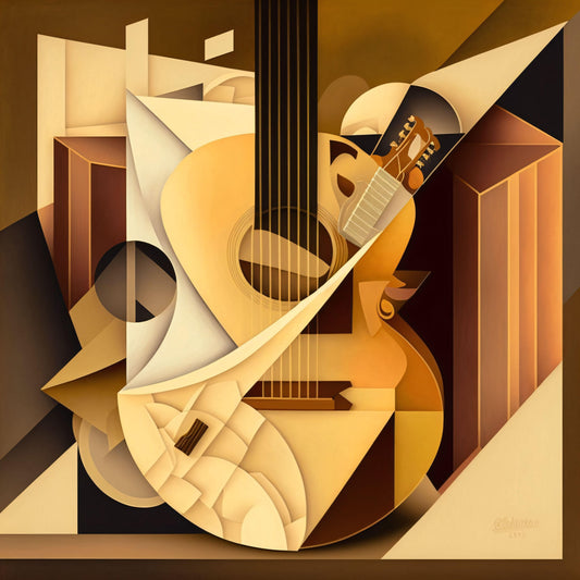 Guitar - Cubism - Canvas, Metal, Acrylic, Framed, or Giclee Print