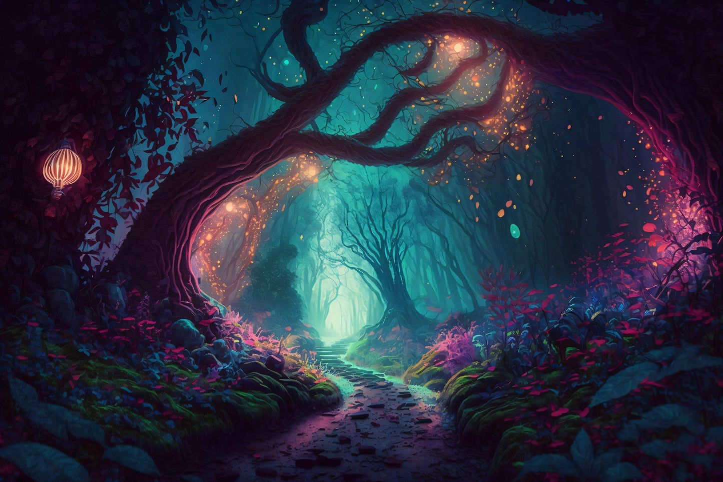 Colorful Fantasy Forest - Canvas, Metal, Acrylic, Framed, or Giclee Print