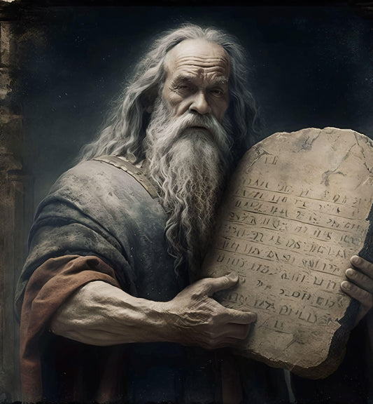 Moses Holding the 10 Commandments - Canvas, Metal, Acrylic, Framed, or Giclee Print