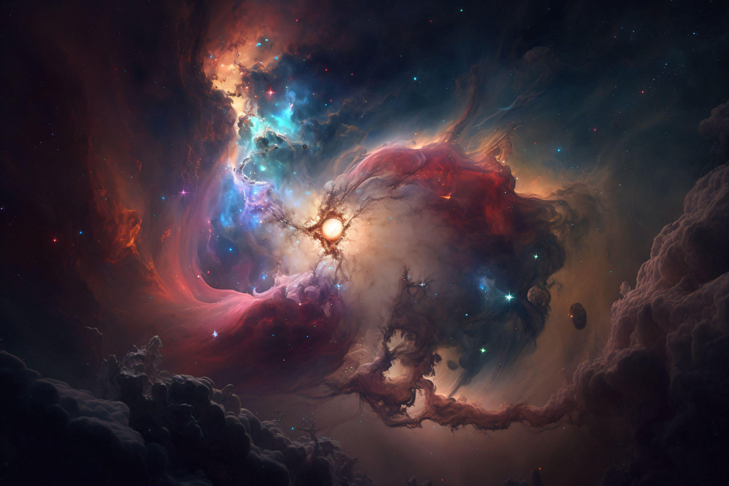 Nebula in Outer Space - Canvas, Metal, Acrylic, Framed, or Giclee Print