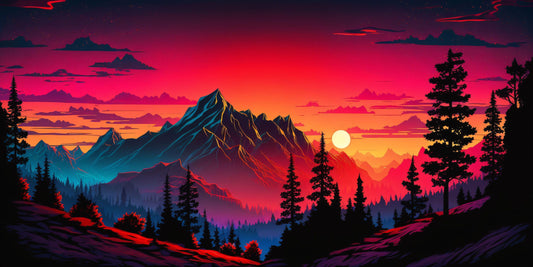 Mountain Landscape at Sunset - Canvas, Metal, Acrylic, Framed, or Giclee Print