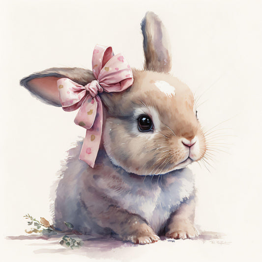 Cute Bunny Rabbit Wall Art for Children's Room