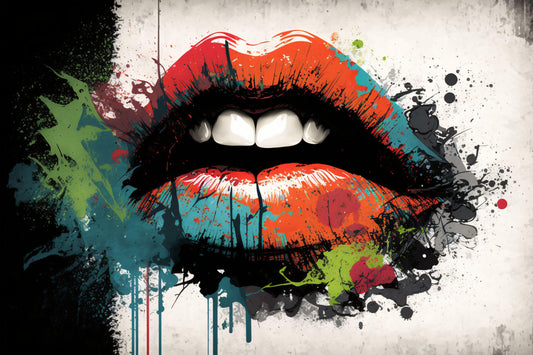 Graffiti Style Lips - Canvas, Metal, Acrylic, Framed, or Giclee Print