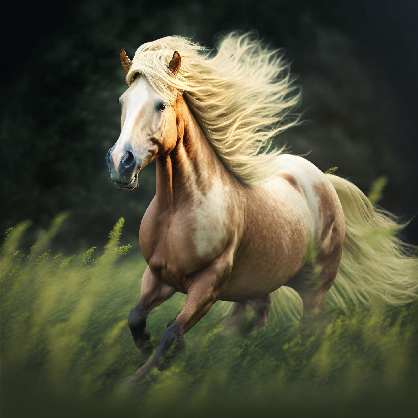 Galloping White Horse - Canvas, Metal, Acrylic, Framed, or Giclee Print