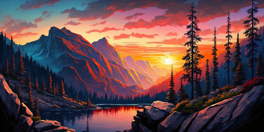 Mountain Landscape at Sunset - Canvas, Metal, Acrylic, Framed, or Giclee Print