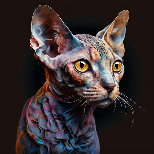 Colorful Devon Rex Cat - Canvas, Metal, Acrylic, Framed, or Giclee Print