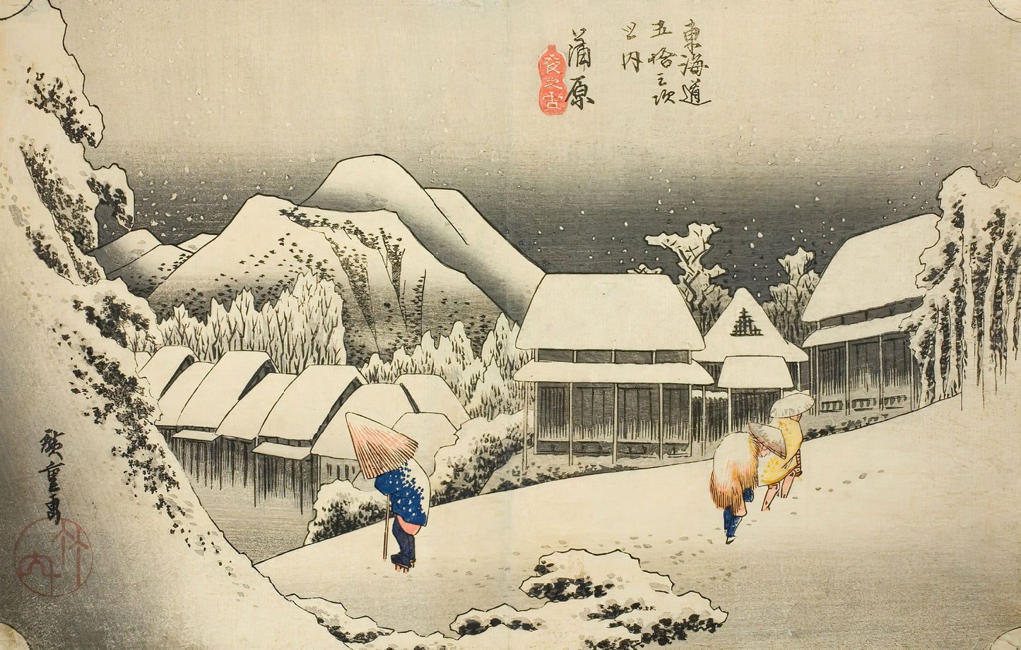 Kanbara Evening Snow Kanbara yoru no yuki - Canvas, Metal, Acrylic, Framed, or Giclee Print