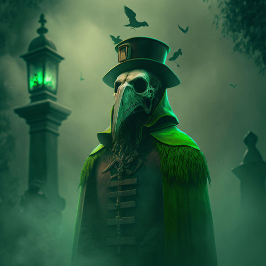 Plague Doctor in Cemetery - Canvas, Metal, Acrylic, Framed, or Giclee Print