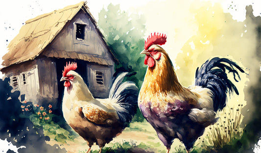 Chickens on a Farm - Canvas, Metal, Acrylic, Framed, or Giclee Print