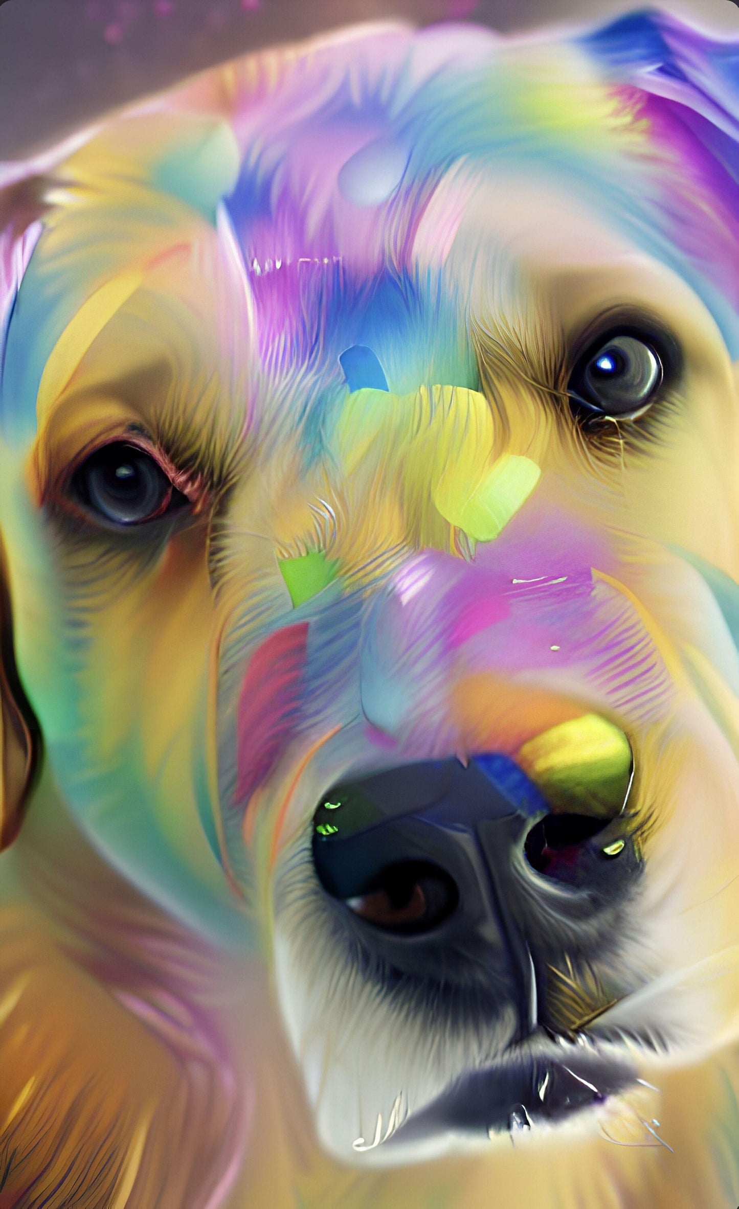 Colorful Golden Retriever - Canvas, Metal, Acrylic, Framed, or Giclee Print