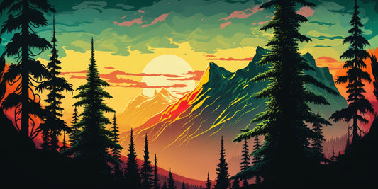 Mountain Landscape at Sunset - Canvas, Metal, Acrylic, Framed, or Giclee Print
