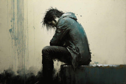 Depressed Man - Canvas, Metal, Acrylic, Framed, or Giclee Print
