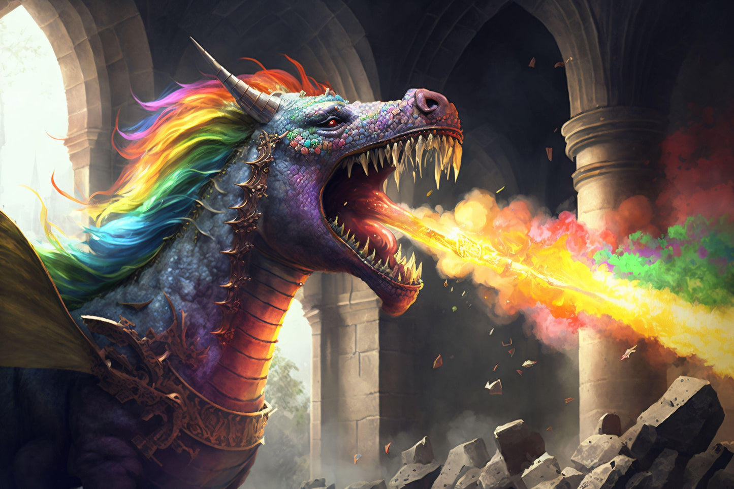 Dragon Unicorn - Canvas, Metal, Acrylic, Framed, or Giclee Print