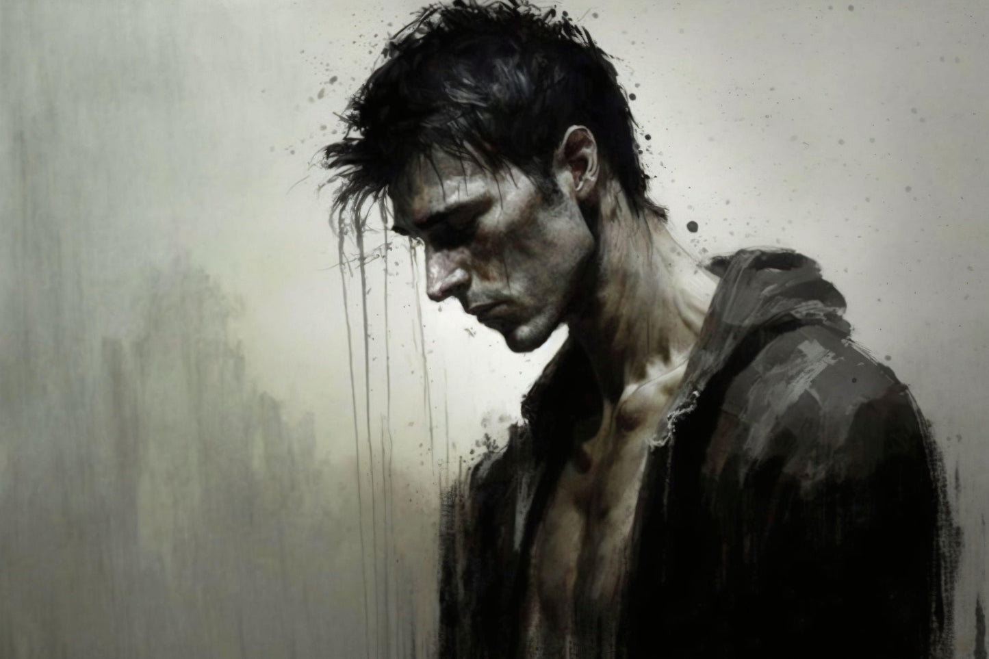 Depressed Man - Canvas, Metal, Acrylic, Framed, or Giclee Print