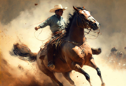 Cowboy on Horse - Canvas, Metal, Acrylic, Framed, or Giclee Print