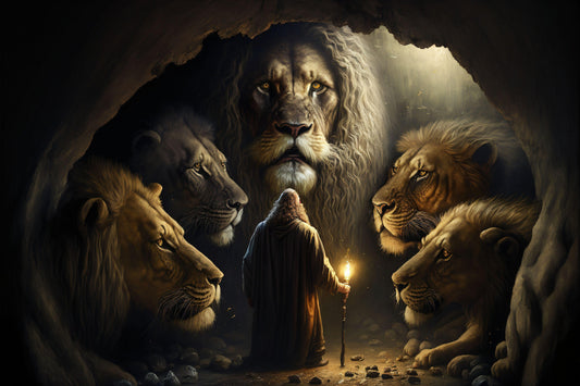 Daniel in the Lions Den - Canvas, Metal, Acrylic, Framed, or Giclee Print